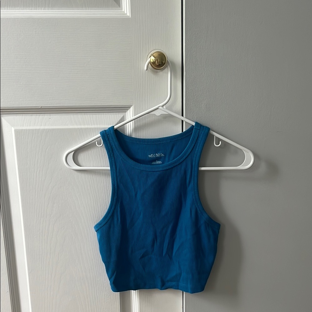 Wild Fable Blue Ribbed Crop Tank Top